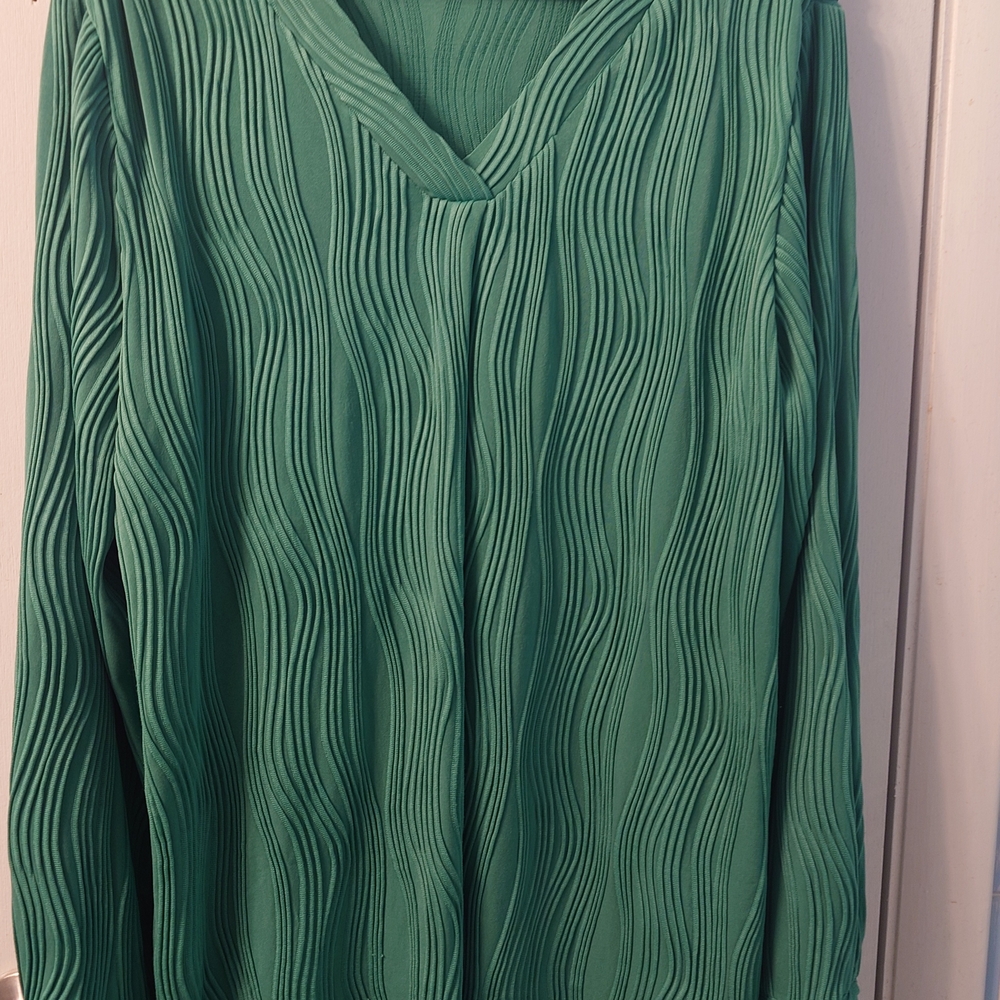 Chic Green Textured Women's Blouse😀 Size XL